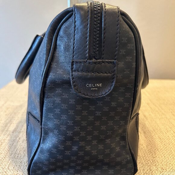 Vintage Celine Macadam Navy Canvas Boston Bag RARE - Picture 3 of 10